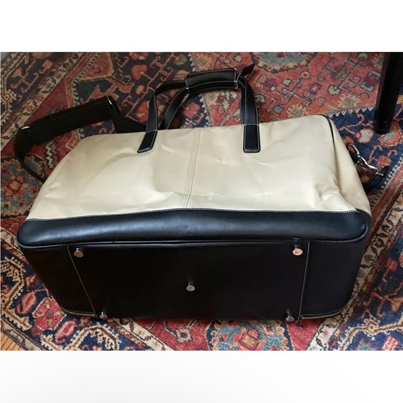 Coach Luggage Leather Detail Travel Duffle Bag Suitcase Travel Beige Brown - Picture 3 of 16